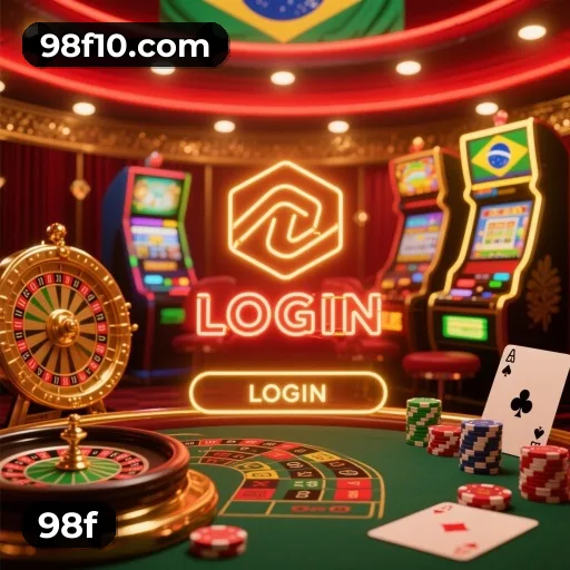 App 98f para iOS e Android — interface mobile, login biométrico e PIX integrado